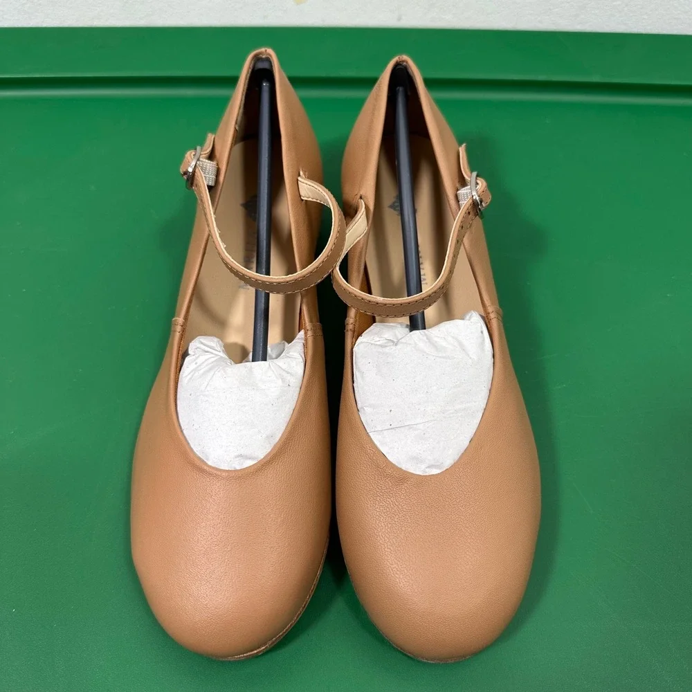 Mariia Tan Leather Mary Jane Tap Shoes Womens big kid‎ Size 2 Dance Performance